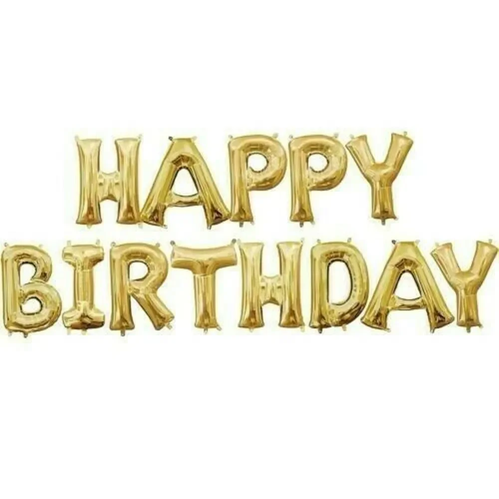 HAPPY BIRTHDAY Balloon Set 13pcs Gold Foil LARGE 16